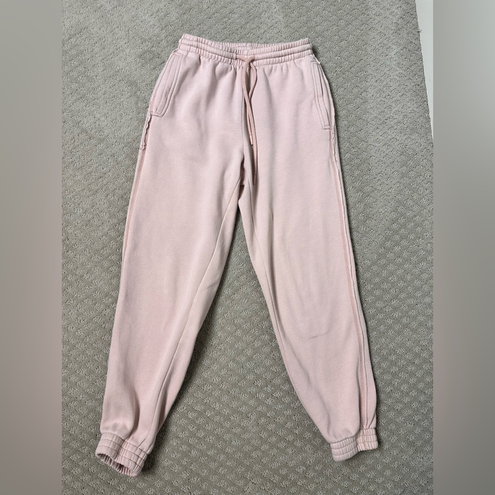 Sz S Aerie jogger sweatpants baby pink rose blush elastic waits pockets